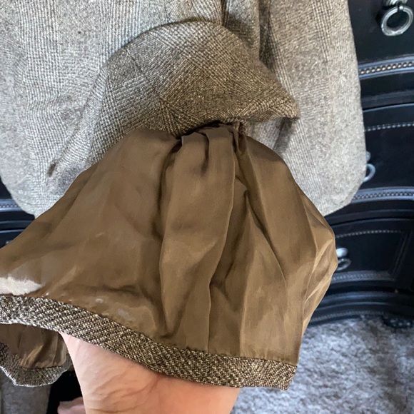 Akris Punto plaid skirt Brown Pleated Wool Cashmere Bergdorf Goodman Size 4 - Picture 3 of 5